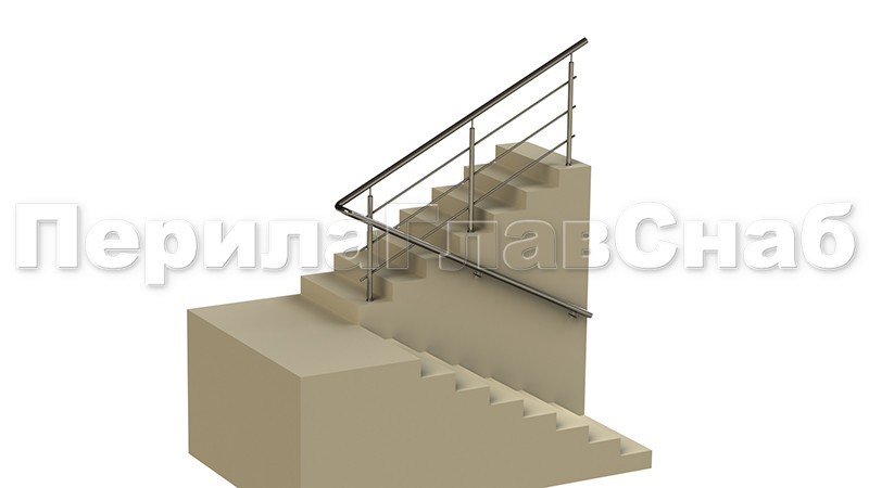 Пристенный поручень завязан с основным ограждением Пристенный поручень завязан с основным ограждением