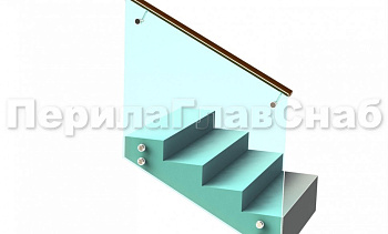 Ограждение с деревянным поручнем на выносе на точечном креплении на лестнице в Воронеже. Готовые проекты ПерилаГлавСнаб