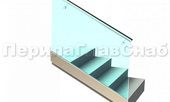 Ограждение с поручнем на выносе в зажимном профиле на лестнице в Воронеже. Готовые проекты ПерилаГлавСнаб