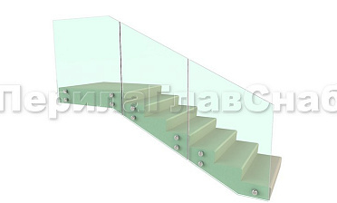 Ограждение для лестницы на несущем стекле с точечным креплением в торец для крыльца купить в Воронеже