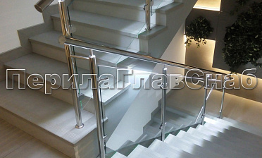 Нержавеющие перила и ограждения со стеклом и подсветкой купить в Воронеже