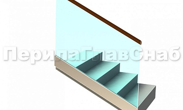 Ограждение с деревянным поручнем на профиле на лестнице купить в Воронеже