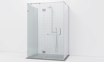 Комплект фурнитуры для душевой перегородки возле стены с дверью и глухими стеклами t571-1 в Воронеже. Готовые проекты ПерилаГлавСнаб