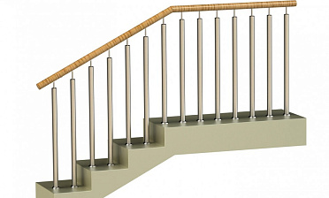 Ограждения с двумя стойками в каждую ступень с пластиковым поручнем и без ригелей купить в Воронеже