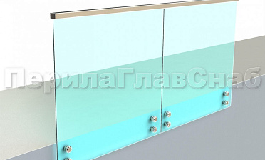 Ограждение с профильным поручнем с пазом на точечном креплении купить в Воронеже