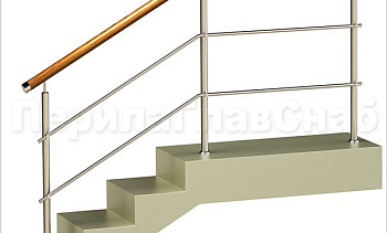 Два ригеля на держателях, круглый деревянный поручень и круглые стойки в Воронеже. Готовые проекты ПерилаГлавСнаб