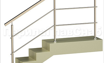 Два ригеля на держателях, квадратный поручень и круглые стойки в Воронеже. Готовые проекты ПерилаГлавСнаб