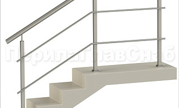 Два ригеля на сварке, круглый поручень и квадратные стойки в Воронеже. Готовые проекты ПерилаГлавСнаб