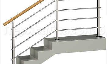 Четыре ригеля на держателях, круглый пластиковый поручень и квадратные стойки в Воронеже. Готовые проекты ПерилаГлавСнаб