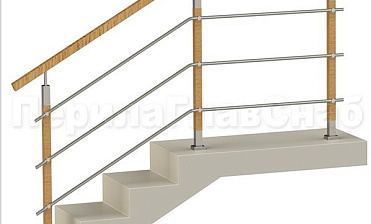 Три ригеля на держателях, квадратные деревянные поручень и стойки купить в Воронеже