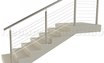 Ограждения из нержавейки. Заполнение из 7ми тросиков + декоративные наконечники в Воронеже. Готовые проекты ПерилаГлавСнаб