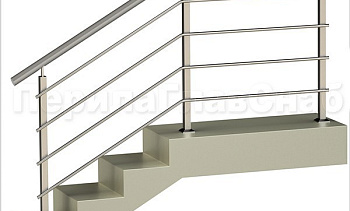 Четыре ригеля на сварке, круглый поручень и квадратные стойки в Воронеже. Готовые проекты ПерилаГлавСнаб