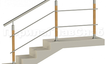 Два ригеля на держателях, квадратный поручень и квадратные деревянные стойки в Воронеже. Готовые проекты ПерилаГлавСнаб