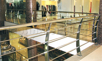 Ограждение со стеклом или четырьмя ригелями на стойках из  нержавейки в Воронеже. Готовые проекты ПерилаГлавСнаб