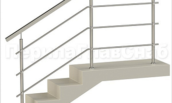 Три ригеля на держателях, квадратный поручень и круглые стойки в Воронеже. Готовые проекты ПерилаГлавСнаб Три ригеля на держателях, квадратный поручень и круглые стойки в Воронеже. Готовые проекты ПерилаГлавСнаб