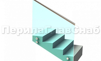 Ограждение с профильным поручнем с пазом на точечном креплении на лестнице в Воронеже. Готовые проекты ПерилаГлавСнаб