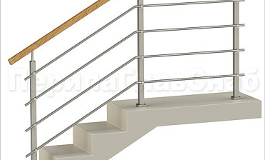 Четыре ригеля на держателях, квадратный деревянный поручень и квадратные стойки купить в Воронеже