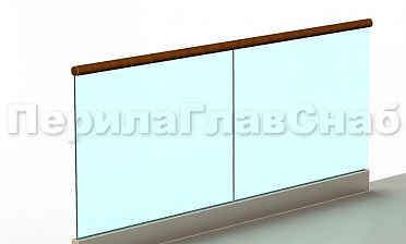 Ограждение с деревянным поручнем на профиле купить в Воронеже