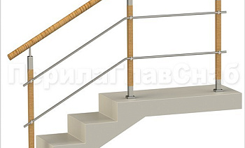 Два ригеля на держателях, пластиковый поручень и квадратные деревянные стойки в Воронеже. Готовые проекты ПерилаГлавСнаб