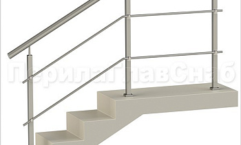 Два ригеля на держателях, круглый поручень и квадратные стойки в Воронеже. Готовые проекты ПерилаГлавСнаб