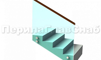 Ограждение с деревянным поручнем на точечном креплении на лестнице в Воронеже. Готовые проекты ПерилаГлавСнаб