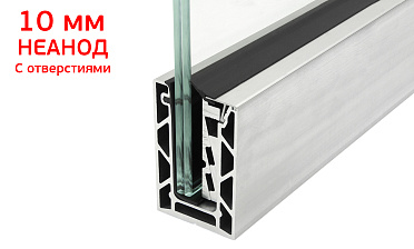 Комплект профиля зажимного для стекла 10мм и 5+5 , с отверстием, НЕАНОД. алюминий 100х60мм, т100-2-10 купить в Воронеже
