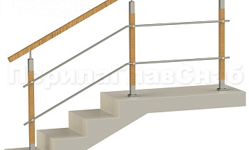 Два ригеля на держателях, квадратный деревянный поручень и квадратные деревянные стойки в Воронеже. Готовые проекты ПерилаГлавСнаб