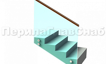 Ограждение с квадратным деревянным поручнем на точечном креплении на лестнице в Воронеже. Готовые проекты ПерилаГлавСнаб