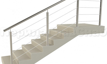 Ограждения из нержавейки. Заполнение из 4х тросиков. Квадратные стойки. в Воронеже. Готовые проекты ПерилаГлавСнаб