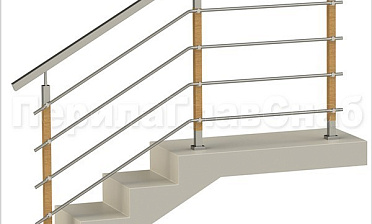 Четыре ригеля на держателях, квадратный поручень и стойки с деревянными вставками купить в Воронеже