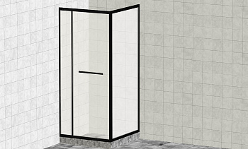 Комплект душевой с внутренней подвижной дверью,толщина стекла 8мм, 900х900х2000, AUSI 304, черная t470 Bl в Воронеже. Готовые проекты ПерилаГлавСнаб