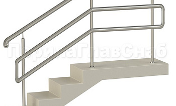 Нержавеющие ограждения с двойным поручнем без ригелей - вариант 1 в Воронеже. Готовые проекты ПерилаГлавСнаб