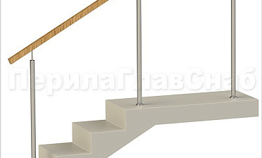 Нержавеющие ограждения без ригелей с квадратным деревянным поручнем купить в Воронеже