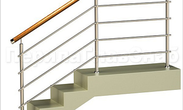 Четыре ригеля на держателях, круглый деревянный поручень и круглые стойки купить в Воронеже