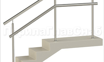 Ограждения с квадратным поручнем и дополнительным поручнем без ригелей в Воронеже. Готовые проекты ПерилаГлавСнаб