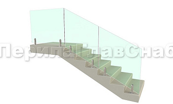 Цельностеклянное лестничное ограждение на министойках из нержавеющей стали для крыльца в Воронеже. Готовые проекты ПерилаГлавСнаб Цельностеклянное лестничное ограждение на министойках из нержавеющей стали для крыльца в Воронеже. Готовые проекты ПерилаГлавСнаб