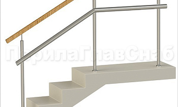 Ограждения с квадратным деревянным поручнем и дополнительным поручнем без ригелей в Воронеже. Готовые проекты ПерилаГлавСнаб