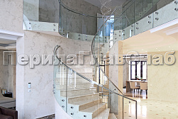 Стеклянные перила для винтовых лестниц в Воронеже. Готовые проекты ПерилаГлавСнаб - фото 1