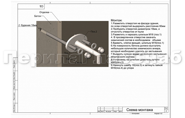 Комплект фурнитуры для козырька 1200х1500 (на вантах/тягах) k671-12-15 4