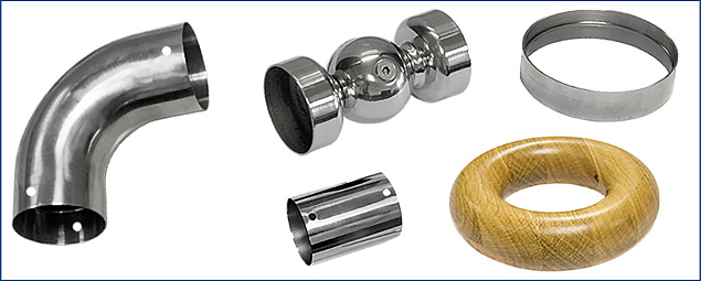 Соединители и отводы для деревянного поручня в Воронеже. Комплектующие для лестничных ограждений и перил ПерилаГлавСнаб